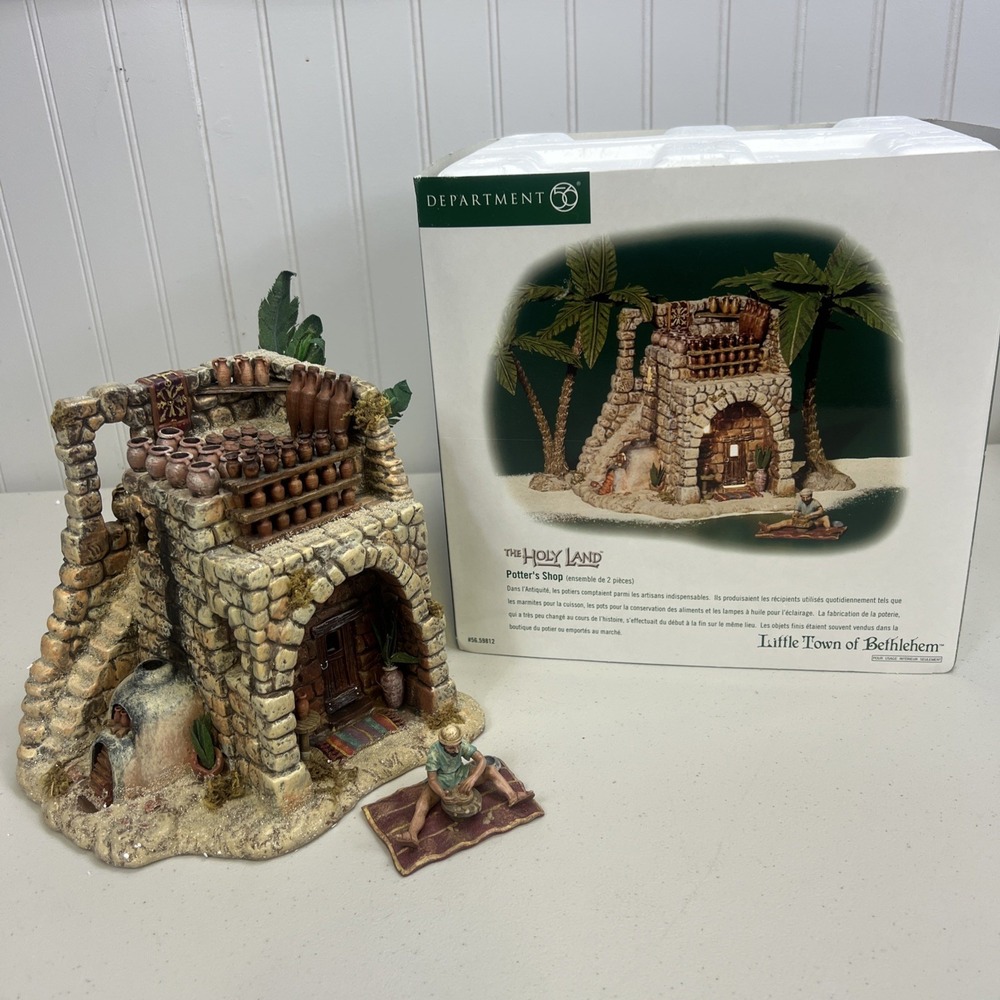 Dept 56 Potter's Shop 56.59812 Holy Land Bethlehem Set/2 Lighted Box Retired